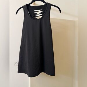 NWOT Black Tank Top w/ Slashed Cut Outs Down Back. Med